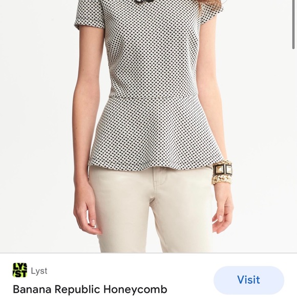 Banana Republic Tops - SOLD ✅ Banana Republic cream and black patterned peplum top